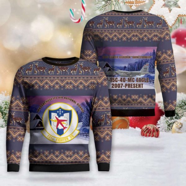 US Air Force 104th Fighter Wing F-15C-40-MC Eagle Christmas Sweater – Perfect Gift!