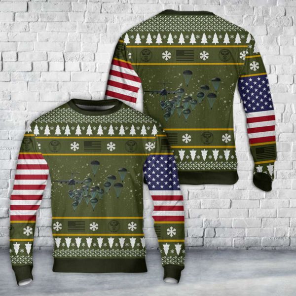 82nd Airborne Division Parachute Christmas Sweater – Unique Gift for US Army Paratroopers