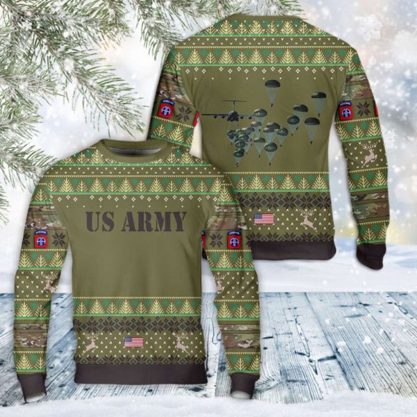US Army Paratroopers With The 82nd Airborne Division Parachute Christmas Sweater DLMP3008PD07Gìt For Christmas