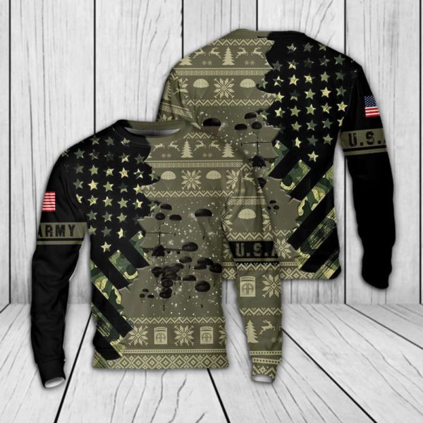 US Army Paratroopers With The 82nd Airborne Division Parachute Christmas Sweater Gift For Chrismas