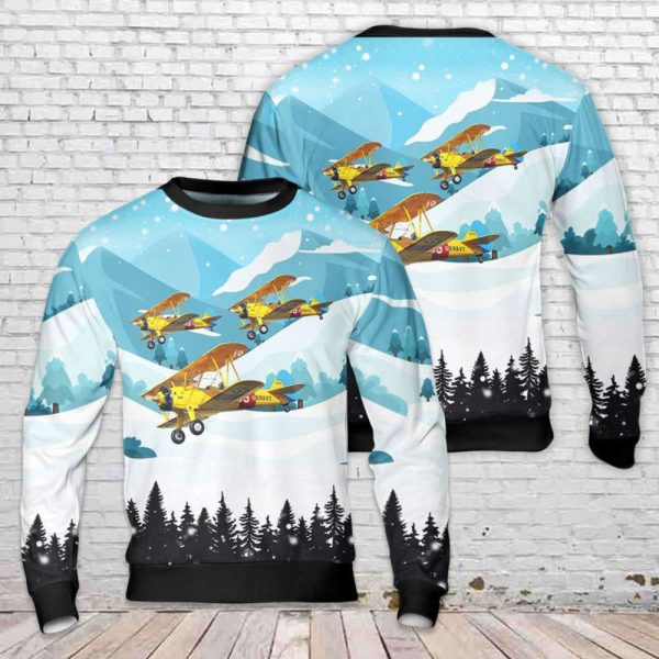 US Navy Boeing-Stearman Model 75 Christmas Sweater 3D Gift For Christmas