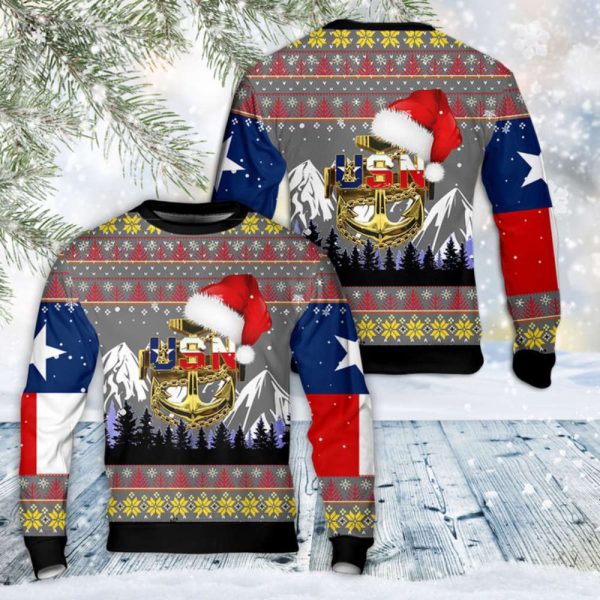US Navy Chief Texas style Christmas Sweater Gift For Chrismas
