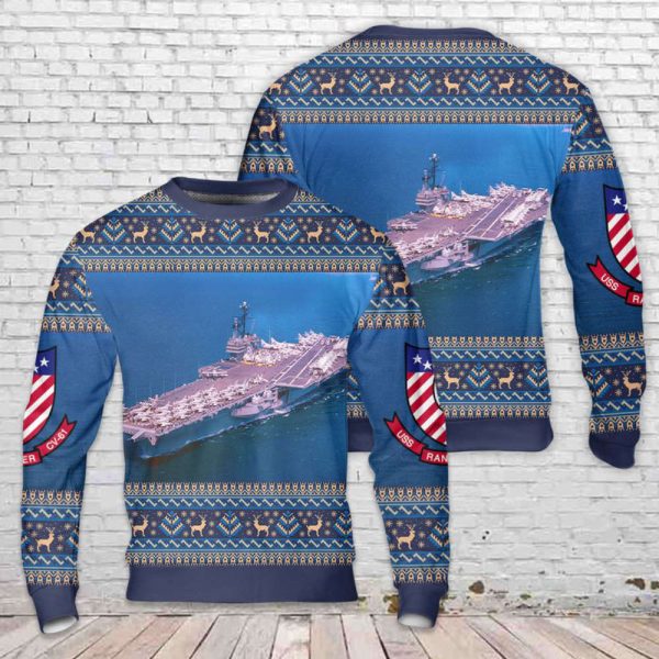 US Navy USS Ranger (CV/CVA-61) Christmas Sweater Gift For Christmas