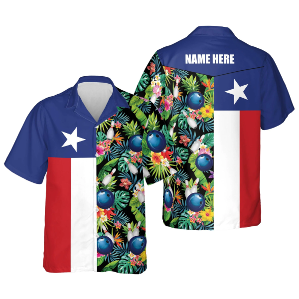 USA Texas Bowling Flag Shirt Tropical Hawaiian Shirt, Bowling Hawaiian shirt for men