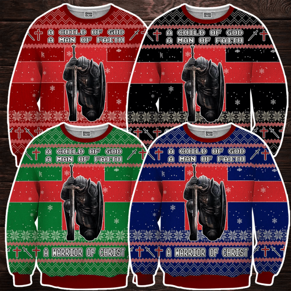 Warrior of Christ Christmas Sweater: Perfect Christmas Gift for Veterans