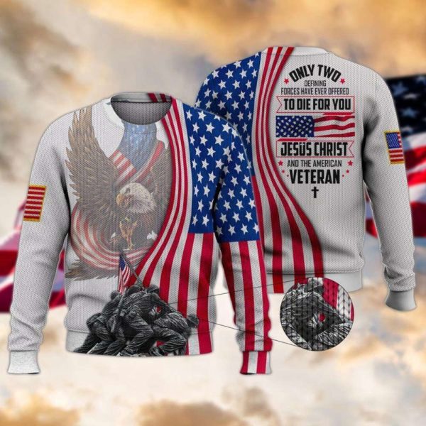 Veteran American Flag Ugly Christmas Sweater