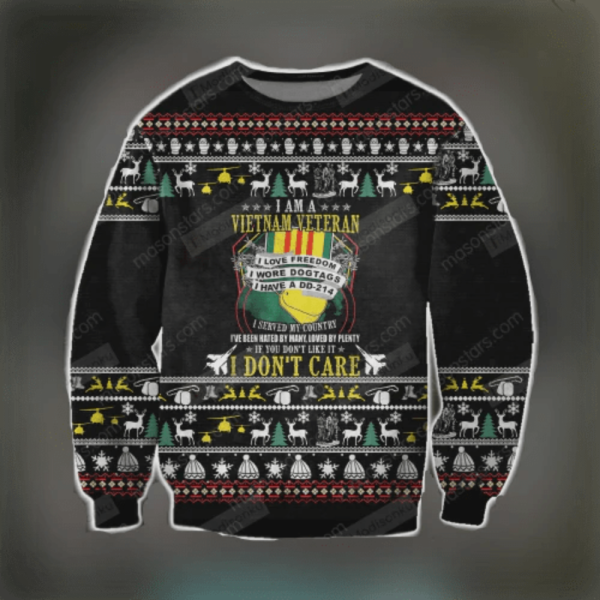 Vietnam Veteran Sweater: Black Ugly Christmas Gift for Proud Veterans – I Don t Care If You Don t Like It!