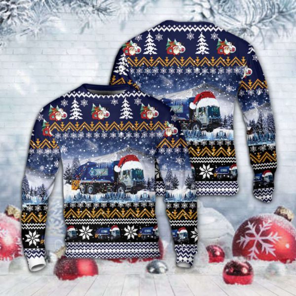Get Festive with Waste Connections Canada Garbage Truck Christmas Sweater – Unique 3D Gift