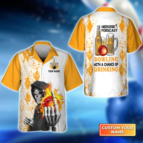 Personalized 3D Hawaiian Shirt: Weekend Bowling & Drinking Forecast