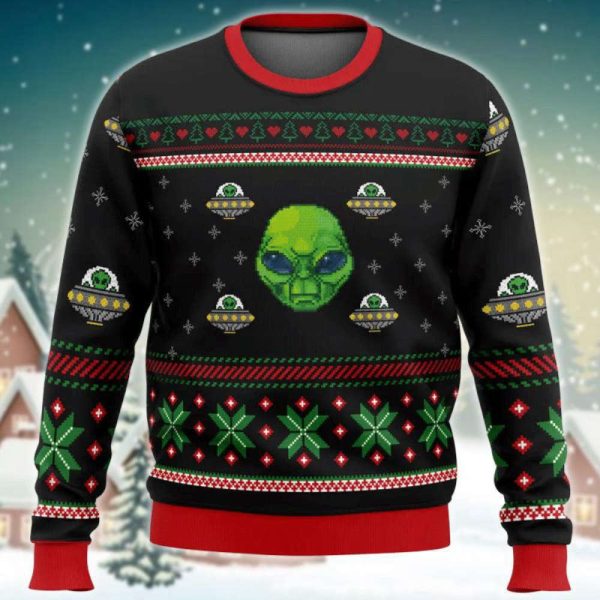 Xmas Alien With A UFO Ugly Sweater – Gift For ChristMass