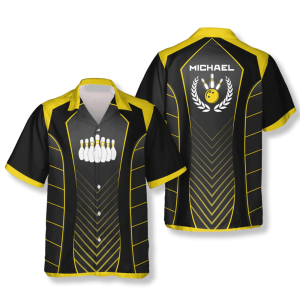 yellow sports style emblem custom bowling hawaiian shirt.png