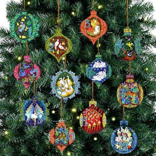 12 Piece Days Of Christmas Ornament Set Hanging Ornament Tree Annual Event Christmas Ornament