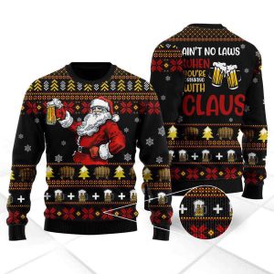 Drinking With Claus Ugly Christmas Sweater…