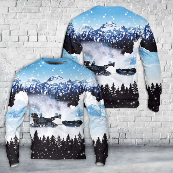 Snowmobile Ice Fishing ATV with Removable Tracks Christmas Sweater