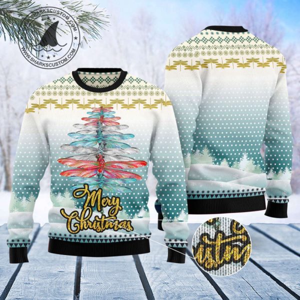 Dragonfly Color Christmas Tree T0911 Ugly Christmas Sweater – Noel Malalan