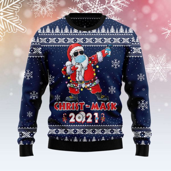 Merry Christ-mask Santa Claus 2021 Ugly Christmas Sweater – Noel Malalan