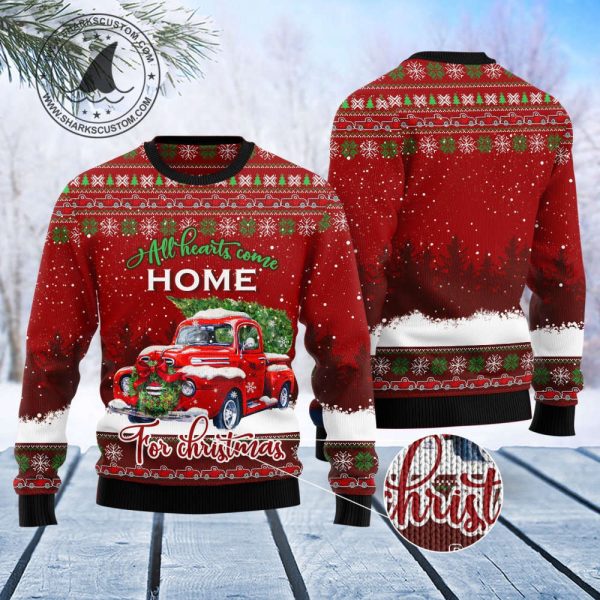 Red Truck Home Christmas T1011 Ugly Christmas Sweater -Noel Malalan