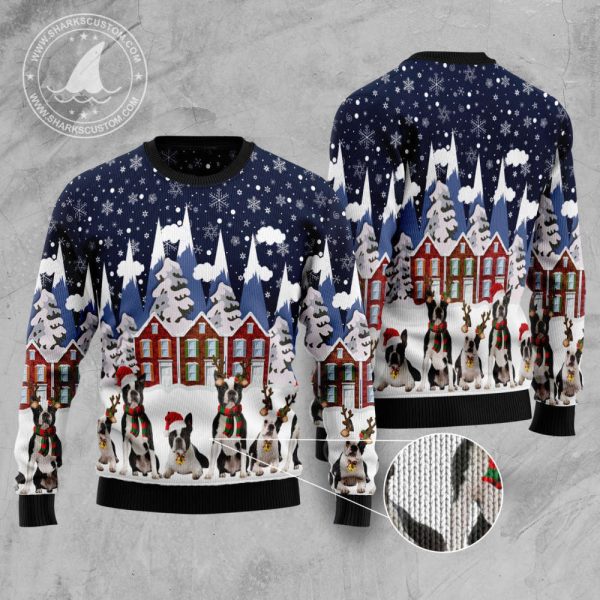 Shop Boston Terrier Family TY0311 Ugly Christmas Sweater – Noel Malalan