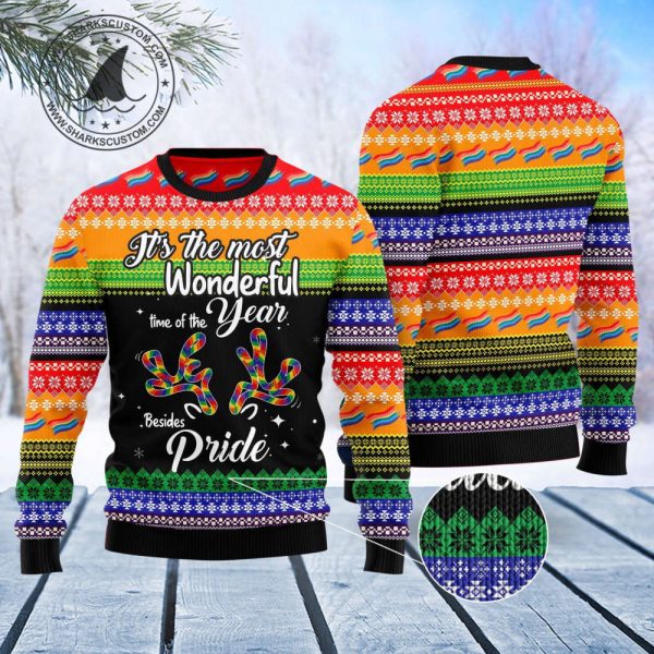 LGBT Beside Pride T0411 Ugly Christmas Sweater, Noel Malalan Signature
