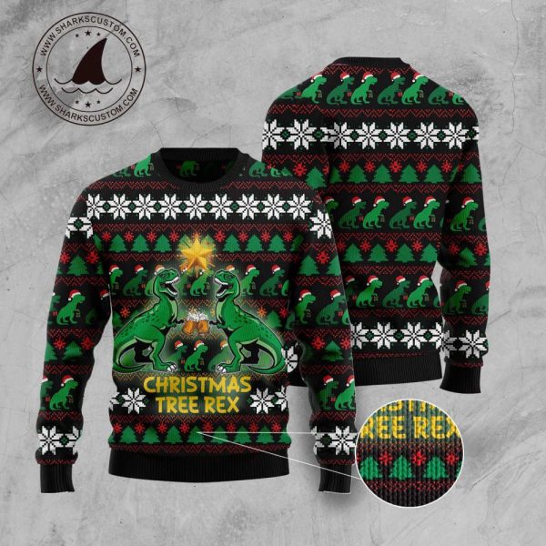 Christmas Tree Rex TG5928 Ugly Christmas Sweater – Noel Malalan Signature