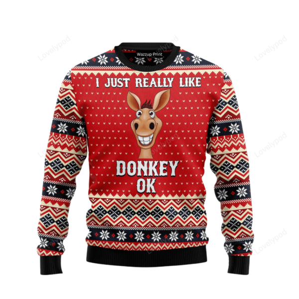 I Really Like Donkey Funny Ugly Christmas Sweater – Christmas Gifts