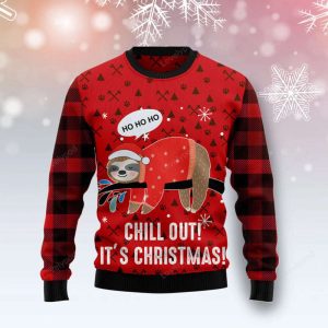 Sloth Chill Out Funny Ugly Christmas…