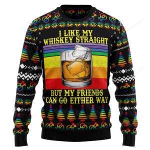 LGBT Whiskey Straight Ugly Christmas Sweater…