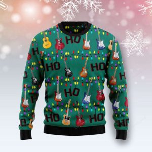 Hohoho Ugly Christmas Sweater: Electric Guitar…