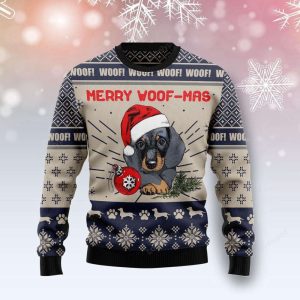 Dachshund Merry Woofmas Ugly Christmas Sweater…