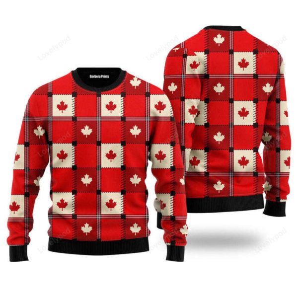 Red Maple Leaf Canada Day Ugly Christmas Sweater – Gift For Christmas