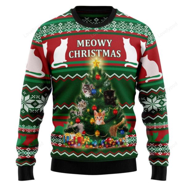 Cat Meowy Christmas Ugly Christmas Sweater –  Best Gift For Christmas