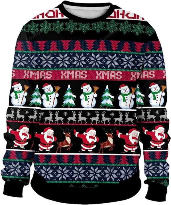 3D Graphic Reindeer Santa Ugly Christmas Sweater – Unisex Funny Novelty