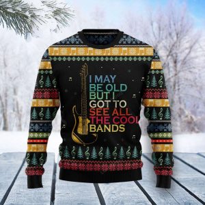 Vintage Ugly Christmas Sweater: Guitar Old…