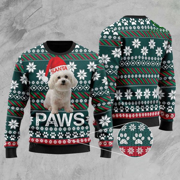 Bichon Frise Santa Printed Christmas Ugly Sweater – Gift For Christmas