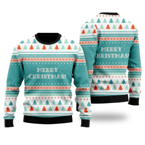 Blue Merry Christmas Scandinavian Ugly Sweater…