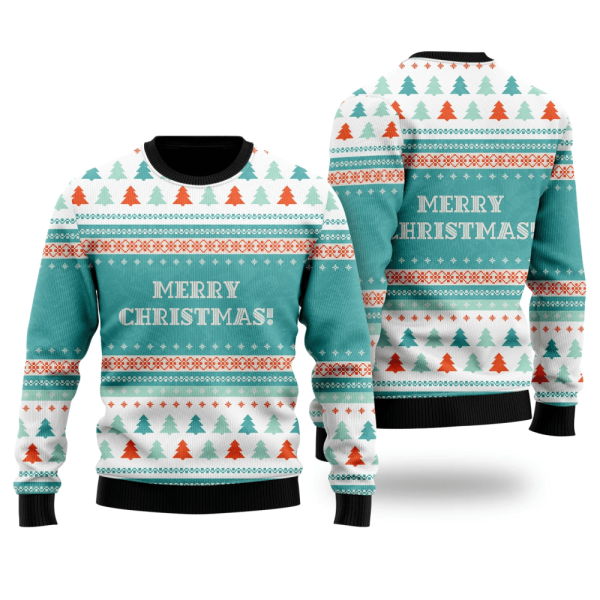 Blue Merry Christmas Scandinavian Ugly Sweater – 3D Printed Xmas Gift