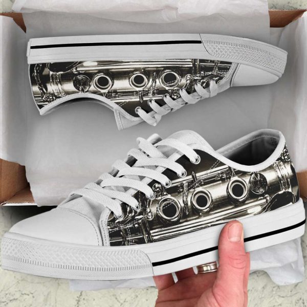 Music Fashion Gift: Clarinet Shortcut Low Top Canvas Print Shoes