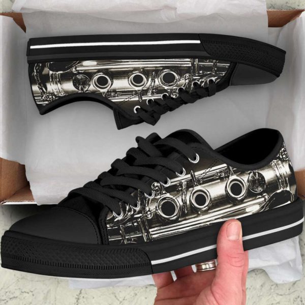 Music Fashion Gift: Clarinet Shortcut Low Top Canvas Print Shoes