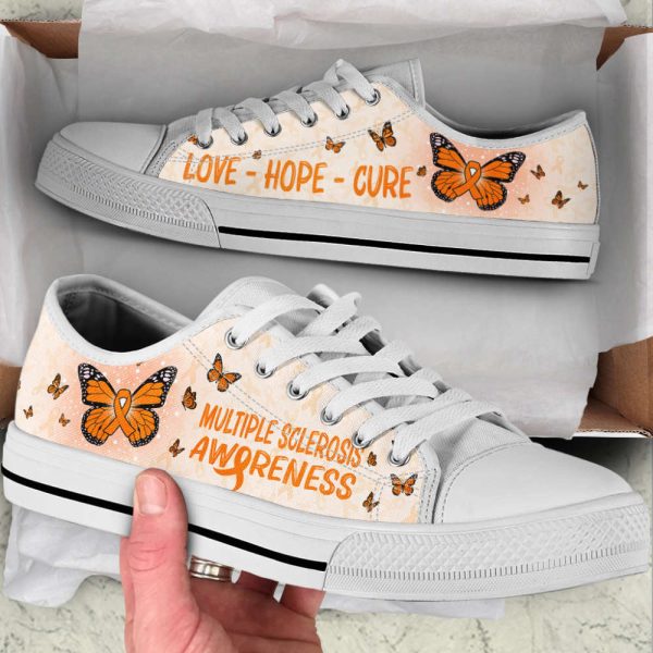 Stylish Low Top Canvas Shoes for Multiple Sclerosis Butterfly Version
