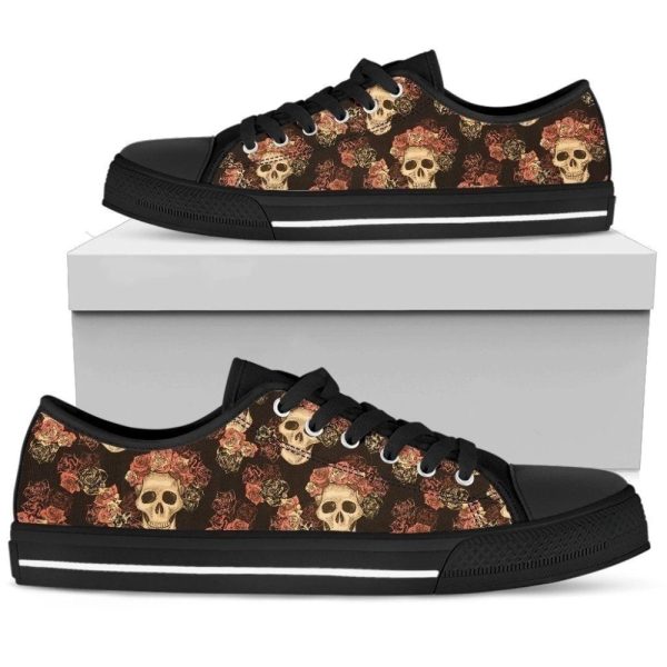 Gothic Skull & Roses Women’s Low Top Shoes Gift Idea NH09