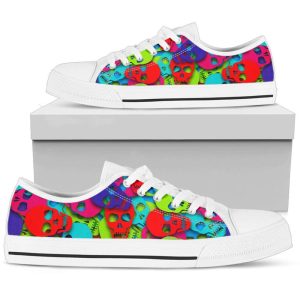 Stylish Colorful Skull Pattern Low Top…