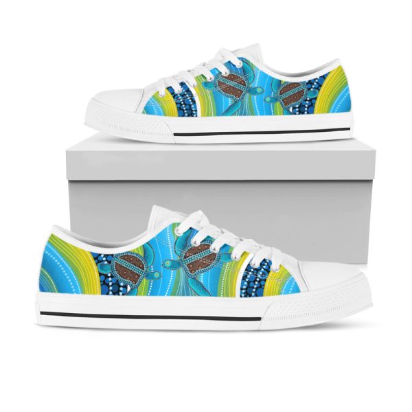 Aboriginal shoes blue turtles painting art Low Top Shoes