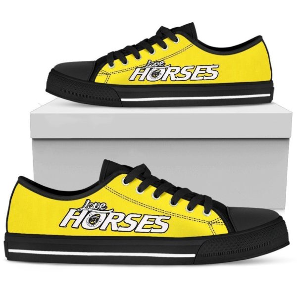 Love Horses Yellow Women s Low Top Shoe – Trendy  Equestrian Footwear