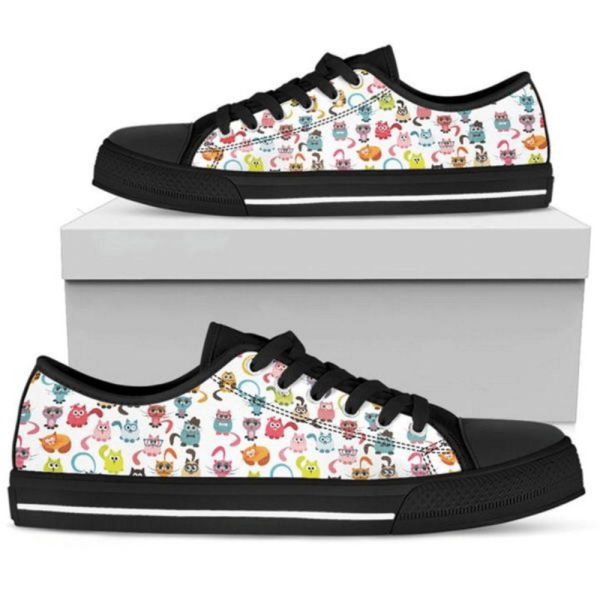 Colorful Animated Cat’s DEsign for Women Low Top Shoes  PN205426Sb