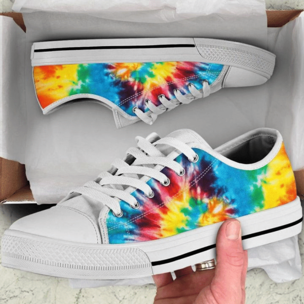 Colorful Tie Dye Yellow Red Blue Purple Abstract Art Low Top Shoes  PN206006Sb
