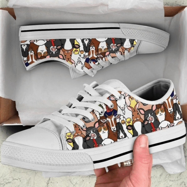 Doodle Farm Animals Faces Low Top Shoes  PN206232Sb – Trendy Footwear