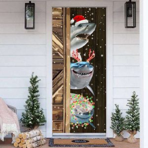 Shark Christmas Door Cover Funny Christmas…