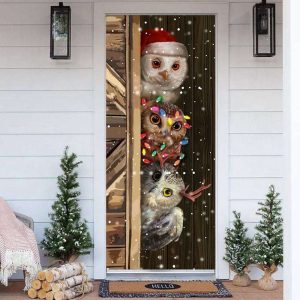 Cute Owl Christmas Door Cover –…