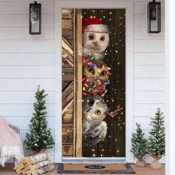 Cute Owl Christmas Door Cover – Fun Xmas Holiday Decorations