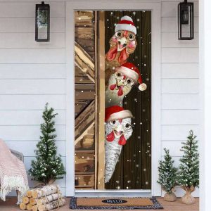 Hilarious Chicken Christmas Door Cover Festive…